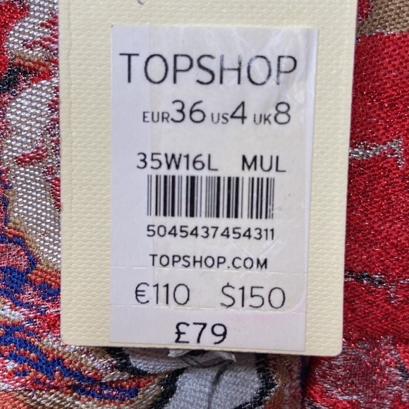 Topshop Women’s Metallic Floral Print Sleeveless Mini Dress Size 4 NWT - Picture 9 of 14